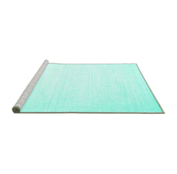 Sideview of Machine Washable Solid Turquoise Modern Area Rugs, wshcon2444turq