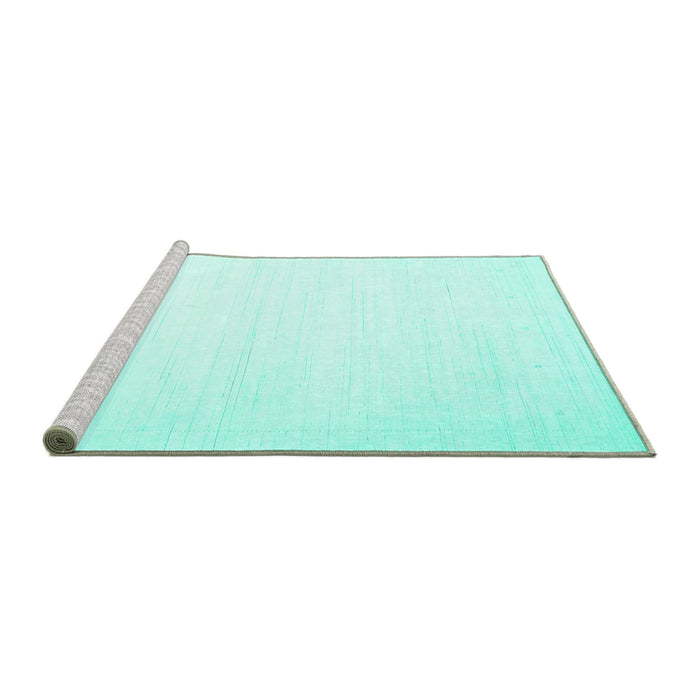 Sideview of Machine Washable Solid Turquoise Modern Area Rugs, wshcon2444turq