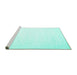 Sideview of Machine Washable Solid Turquoise Modern Area Rugs, wshcon2444turq