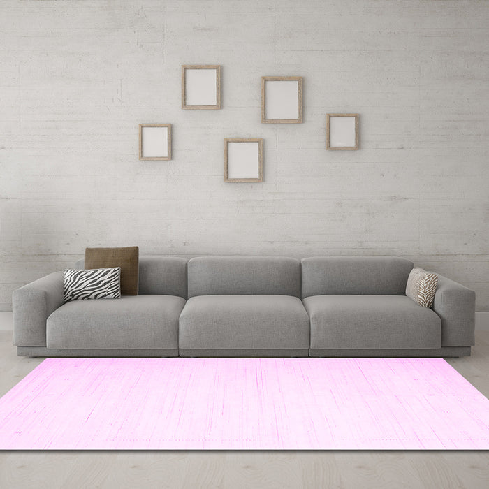 Machine Washable Solid Pink Modern Rug in a Living Room, wshcon2444pnk
