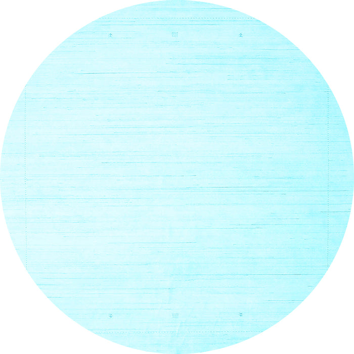 Round Machine Washable Solid Light Blue Modern Rug, wshcon2444lblu