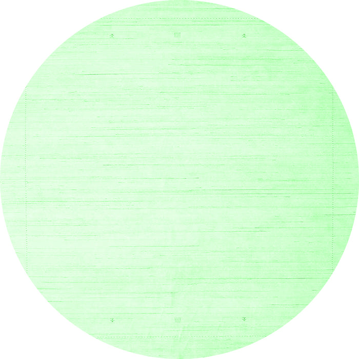 Round Machine Washable Solid Emerald Green Modern Area Rugs, wshcon2444emgrn