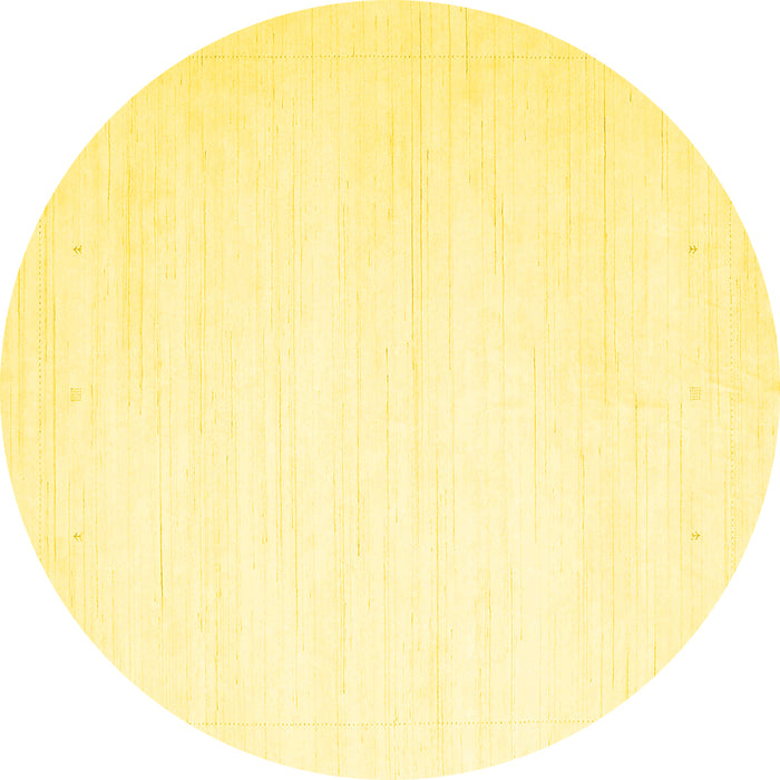Round Solid Yellow Modern Rug, con2444yw