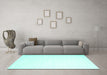 Machine Washable Solid Turquoise Modern Area Rugs in a Living Room,, wshcon2445turq