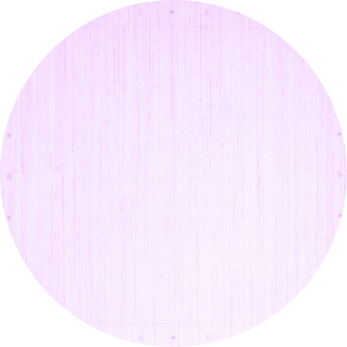 Round Machine Washable Solid Purple Modern Area Rugs, wshcon2445pur