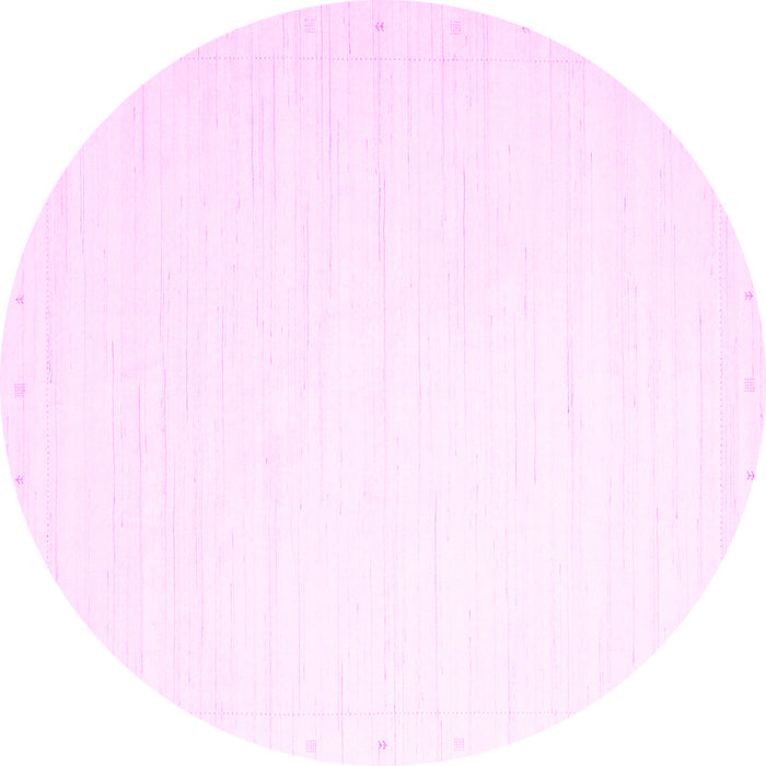 Round Machine Washable Solid Pink Modern Rug, wshcon2445pnk