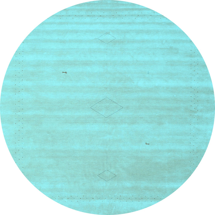 Round Machine Washable Solid Light Blue Modern Rug, wshcon2446lblu