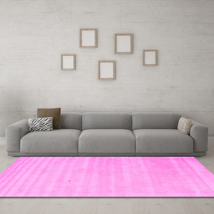 Machine Washable Solid Pink Modern Rug in a Living Room, wshcon2446pnk