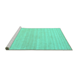 Sideview of Machine Washable Solid Turquoise Modern Area Rugs, wshcon2446turq