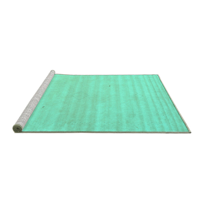 Sideview of Machine Washable Solid Turquoise Modern Area Rugs, wshcon2446turq