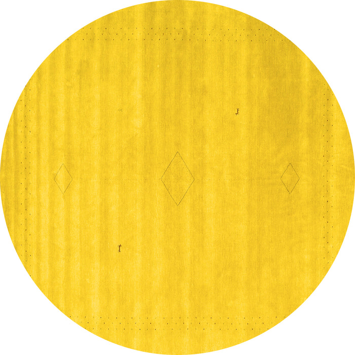 Round Solid Yellow Modern Rug, con2446yw