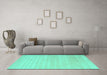 Machine Washable Solid Turquoise Modern Area Rugs in a Living Room,, wshcon2446turq