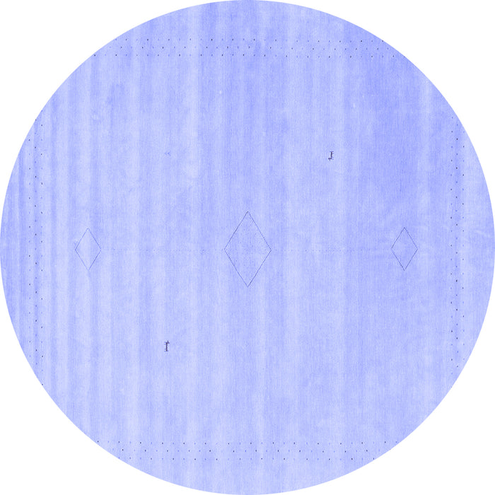 Round Machine Washable Solid Blue Modern Rug, wshcon2446blu