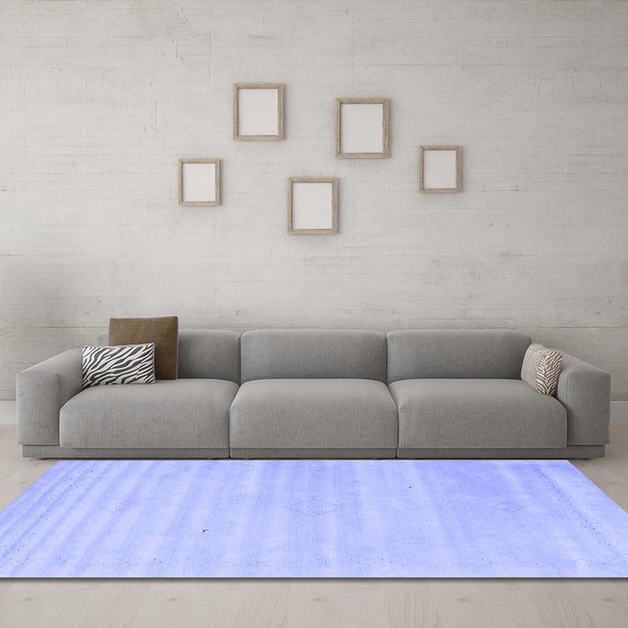 Machine Washable Solid Blue Modern Rug in a Living Room, wshcon2446blu