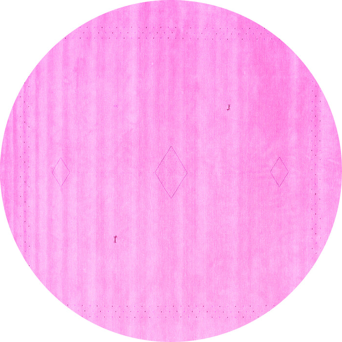 Round Machine Washable Solid Pink Modern Rug, wshcon2446pnk