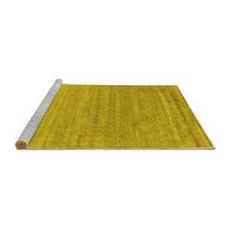 Sideview of Machine Washable Abstract Yellow Contemporary Rug, wshcon2447yw