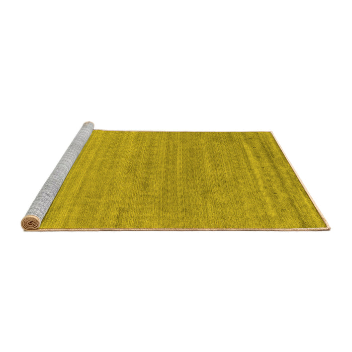 Sideview of Machine Washable Abstract Yellow Contemporary Rug, wshcon2447yw