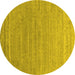 Round Machine Washable Abstract Yellow Contemporary Rug, wshcon2447yw