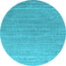 Round Abstract Light Blue Contemporary Rug, con2447lblu