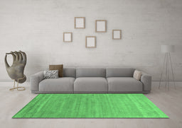 Machine Washable Abstract Emerald Green Contemporary Area Rugs in a Living Room,, wshcon2447emgrn