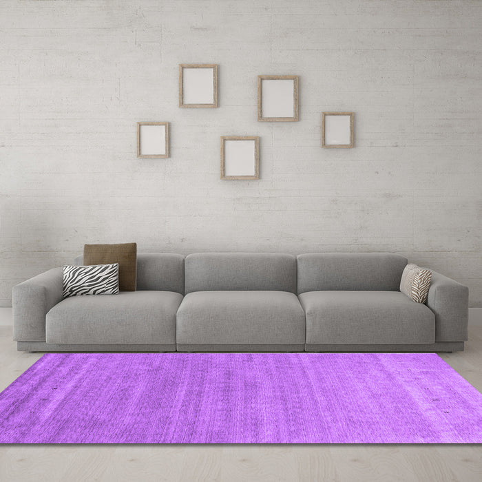 Machine Washable Abstract Purple Contemporary Area Rugs in a Living Room, wshcon2447pur