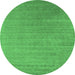 Round Abstract Emerald Green Contemporary Rug, con2448emgrn