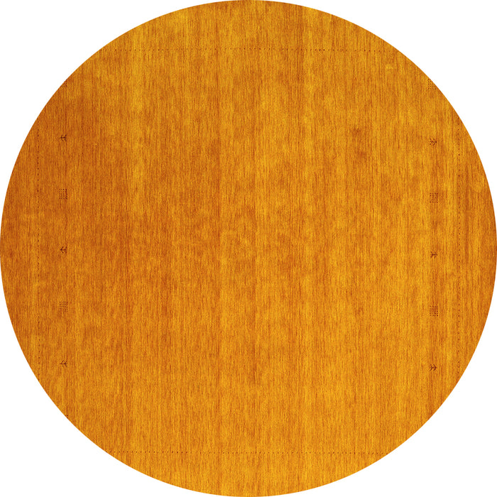 Round Abstract Yellow Contemporary Rug, con2448yw
