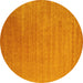 Round Abstract Yellow Contemporary Rug, con2448yw