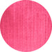 Round Abstract Pink Contemporary Rug, con2448pnk