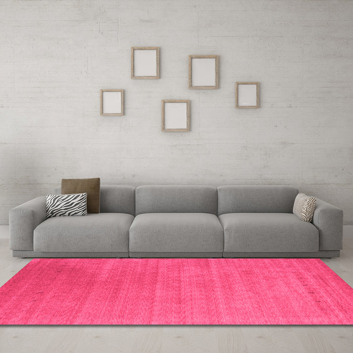 Machine Washable Abstract Pink Contemporary Rug in a Living Room, wshcon2448pnk