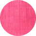 Round Machine Washable Abstract Pink Contemporary Rug, wshcon2449pnk