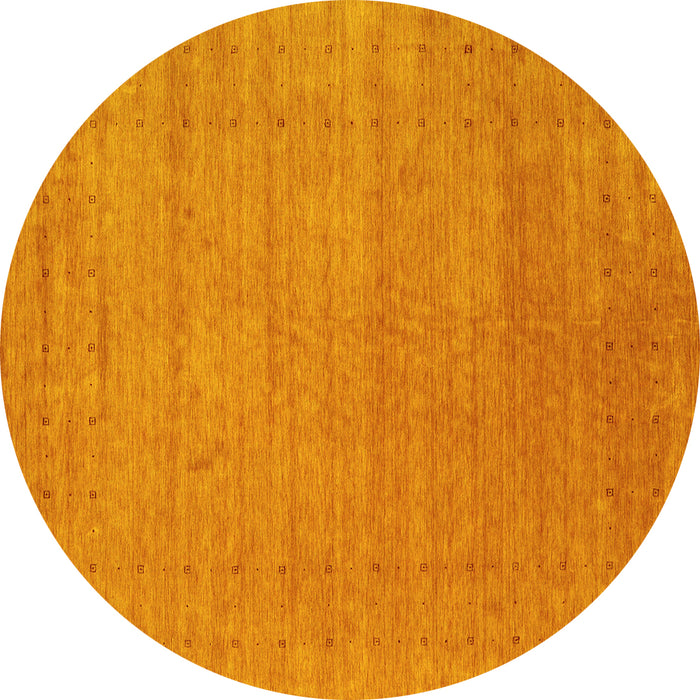 Round Machine Washable Abstract Yellow Contemporary Rug, wshcon2449yw
