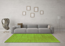 Machine Washable Abstract Green Contemporary Area Rugs in a Living Room,, wshcon2449grn