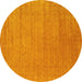 Round Abstract Yellow Contemporary Rug, con2449yw