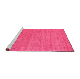 Sideview of Machine Washable Abstract Pink Contemporary Rug, wshcon2449pnk