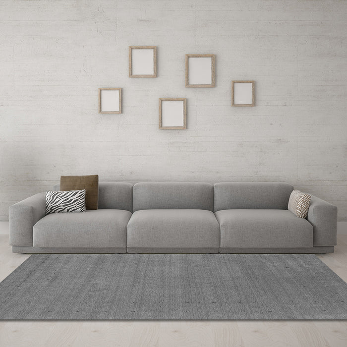 Machine Washable Abstract Gray Contemporary Rug in a Living Room,, wshcon2449gry