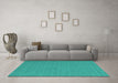 Machine Washable Abstract Turquoise Contemporary Area Rugs in a Living Room,, wshcon244turq