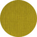 Round Abstract Yellow Contemporary Rug, con244yw