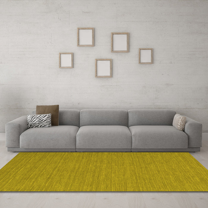 Machine Washable Abstract Yellow Contemporary Rug in a Living Room, wshcon244yw