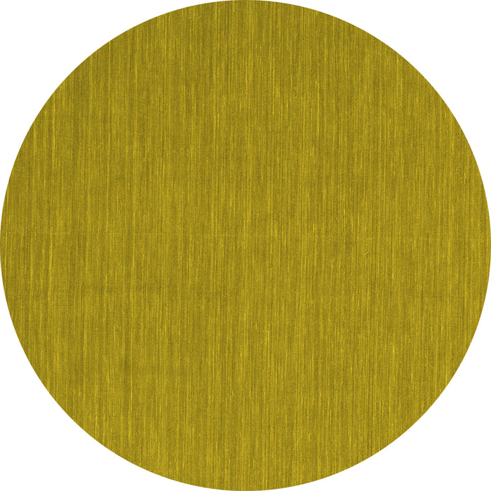 Round Machine Washable Abstract Yellow Contemporary Rug, wshcon244yw