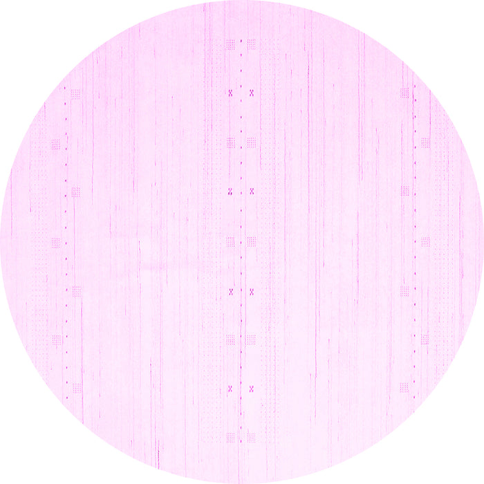 Round Machine Washable Solid Pink Modern Rug, wshcon2450pnk