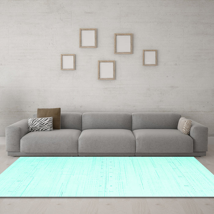 Machine Washable Solid Turquoise Modern Area Rugs in a Living Room,, wshcon2450turq