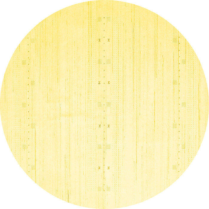 Round Machine Washable Solid Yellow Modern Rug, wshcon2450yw