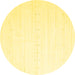 Round Machine Washable Solid Yellow Modern Rug, wshcon2450yw