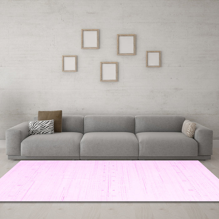Machine Washable Solid Pink Modern Rug in a Living Room, wshcon2450pnk