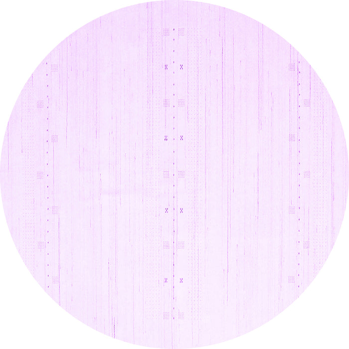 Round Machine Washable Solid Purple Modern Area Rugs, wshcon2450pur