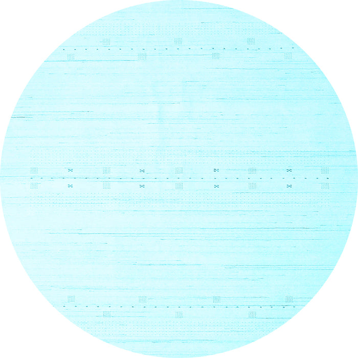 Round Machine Washable Solid Light Blue Modern Rug, wshcon2450lblu