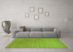 Machine Washable Abstract Green Contemporary Area Rugs in a Living Room,, wshcon2451grn