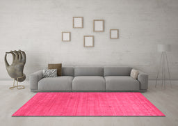 Machine Washable Abstract Pink Contemporary Rug in a Living Room, wshcon2451pnk