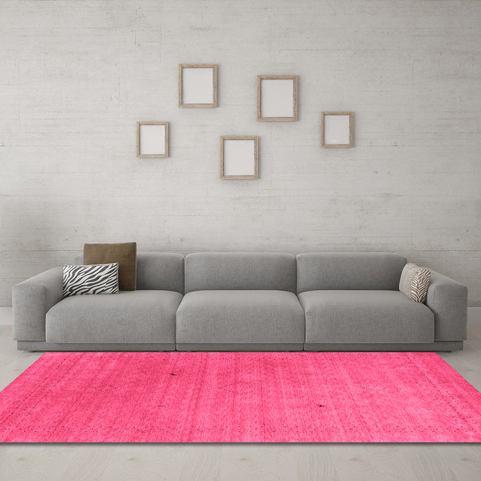 Machine Washable Abstract Pink Contemporary Rug in a Living Room, wshcon2451pnk